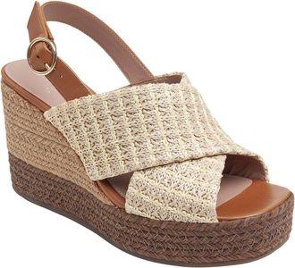 Linea Paolo Valery-L Woven & Leather Wedge Slingback Sandal