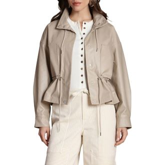 Avec Les Filles Faux-Ever Leather Cropped Anorak in Clay at Nordstrom, Size X-Large