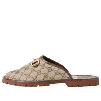 Gucci GG Slipper Beige Canvas Brown Beige 655571-96G60-9762