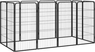 vidaXL Jaula Perros 12 Paneles Acero Recubierto Polvo Negro 50x100 Cm Vidaxl