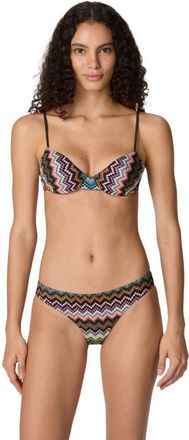 Missoni Balcony Bikini In Lam&eacute; Viscose With Zigzag Pixel-effect Pattern in Black & Multicoloured at Nordstrom, Size 42 It