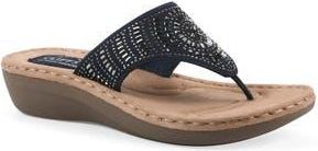 White Mountain Cienna Thong Comfort Sandal in Navy/Fabric at Nordstrom Rack, Size 9.5