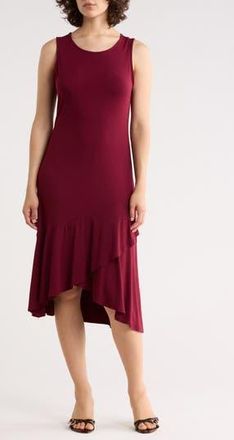 West K Sleeveless Asymmetrical Ruffle Hem Dress in Wine at Nordstrom Rack, Size X-Small
