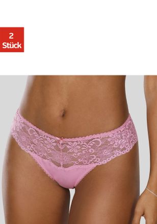 Nuance String NUANCE, Damen, Gr. 32/34, 2 Stk., pink (2x pink), Spitze, Obermaterial: 85% Polyamid, 15% Elasthan, k&ouml;rpernah, Unterhosen String, Dessous mit b