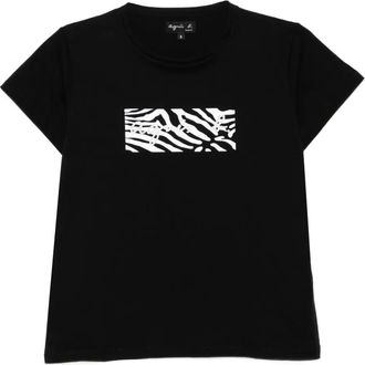 agnès b. logo-print cotton T-shirt - women - Cotton - 3 - Black