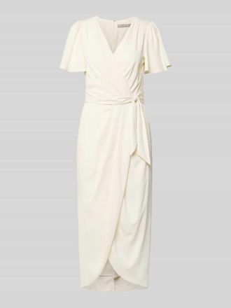 Christian Berg Cocktail Cocktailkleid in Wickel-Optik mit Schmetterlings&auml;rmeln in Ecru, Gr&ouml;&szlig;e 34