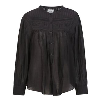 Isabel Marant Shirts, female, Black, Size: M Black Semi-Transparent Mandarin Collar Shirt