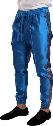 Dolce & Gabbana Blue Jacquard Silk Formal 2 Piece Set Mens Suit (Pre-Owned)