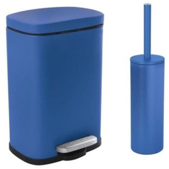 Spirella Juego De Papelera Con Pedal Y Escobilla 5l Akira Azul Real Mate Spirella