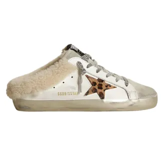 Golden Goose Womens Sabot Slide-On Shearling Sneakers In White