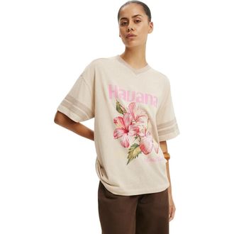 Cotton On Womens V Neck Vacay Graphic Tee in Havana Almond Cream at Nordstrom, Size Xx-Large