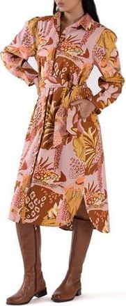 Celina Moon Elaine Long Sleeve Shirtdress in Pink/Red at Nordstrom Rack, Size X-Large