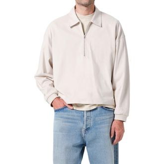 A Gold E Darius Half Zip Polo in Sand Light Beige at Nordstrom, Size X-Large