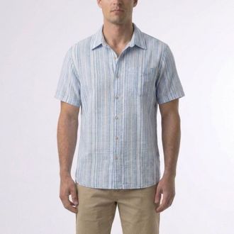 Surfside Supply Co. Joey Stripe Cabana Shirt in Cendre Blue at Nordstrom, Size Medium