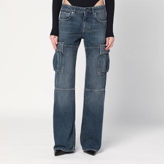Balenciaga Jeans Cargo Regular blu effetto slavato