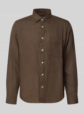 Marc O'Polo Regular Fit Freizeithemd aus reinem Leinen in Dunkelbraun, Gr&ouml;&szlig;e XXL