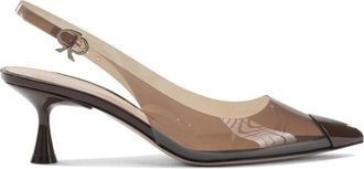 Gianvito Rossi Transparante Slingback Kitten Heel Pumps - Dames - Pumps - Bruin - 36 EU - Schoenen