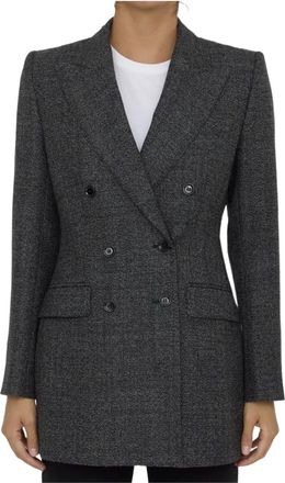 Dolce & Gabbana Double-Breasted Jas - Dames - Blazers - Grijs - 2XL - Wol - Jassen