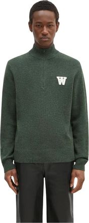 Wood Wood Blu AA CS Halfzip - Heren - Coltruien - Groen - M - Wol - Truien & Vesten
