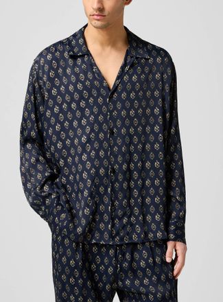 CMMN SWDN Mens Blurry eyes satiny cabana shirt