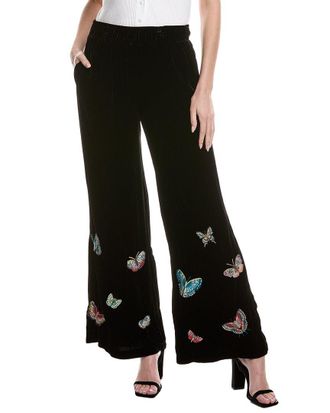 Johnny Was Luciana Velvet Silk-Blend Wide Leg Pant