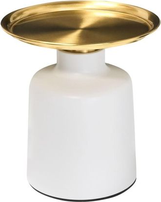 Beliani Mesa auxiliar Metal Blanco Dorado