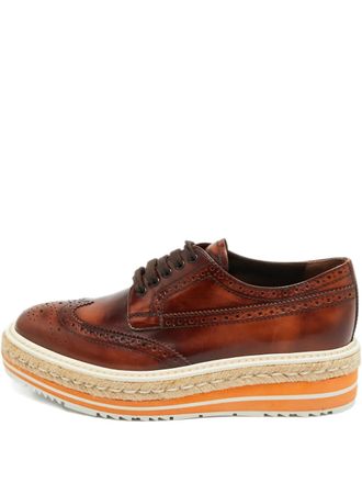 Prada lace-up leather Oxford shoes - Brown