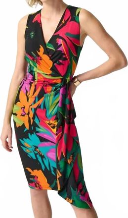 Joseph Ribkoff Tropical Print Wrap Dress In Multi Print