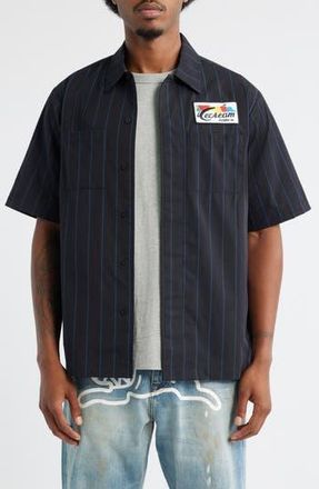 Icecream Fruit by the Fruit Stripe Short Sleeve Cotton Graphic Button-Up Shirt in Black at Nordstrom Rack, Size Xx-Large
