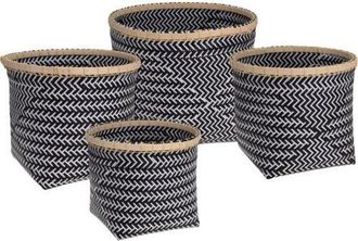Koopman Set 4 Cestas Bambu Negro/blanco Hz1002910