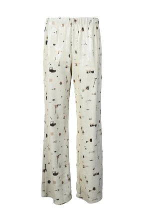 Alysi Sequin High-Waisted Trousers - Cream