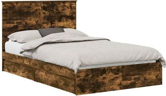 vidaXL Cama Con Almacenamiento Con Cabecera Roble Ahumado 120 X 190 Cm Vidaxl