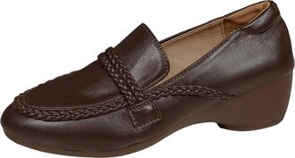 Generic Brown Ladies Casual Slip-Ons Round Toe One-Foot Construction Thick Bottom Wedge Heel Warm for Indoor and Outdoor Activities Lightweight for Standing a