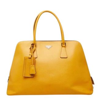 Prada Pre-owned Handbags, female, Yellow, Size: ONE SIZE Pre-owned Vintage Boston Bag