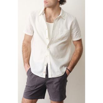 Marine Layer Better-than-Linen Hemp Blend Button-Down Shirt in White at Nordstrom, Size Xx-Large
