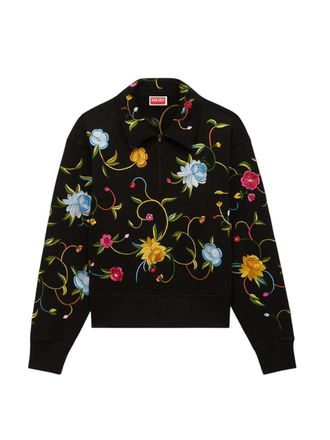 Kenzo Kenzo Wildflower geborduurd katoenen sweatshirt met halve rits