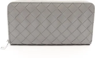 Bottega Veneta Gray Intrecciato Long Wallet (Bi-Fold) (Pre-Owned)