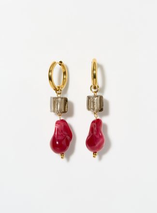 Simons Womens Long resin stone earrings
