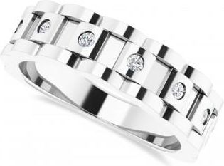 Allurez Natural Diamond Chain Link Ring 14K White Gold (0.25ct)