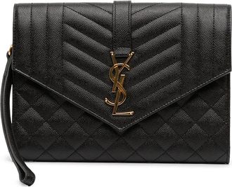 Saint Laurent Pre-owned Saint Laurent Grain De Poudre Triquilt Monogram Envelope Clutch Ladies MRT-651030-0922