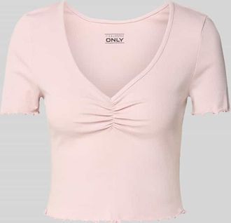 Only Regular Fit Crop Top aus Baumwoll-Elasthan-Mix Modell BETTY in Rosa, Gr&ouml;&szlig;e XL
