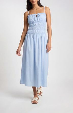 Onia Smocked Midi Dress in Light Sky at Nordstrom, Size Small
