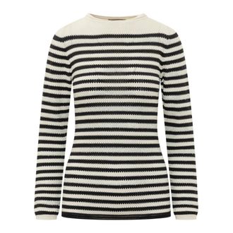 Fabiana Filippi Round-neck Knitwear, female, Beige, Size: L Long Sleeve Striped Sweater