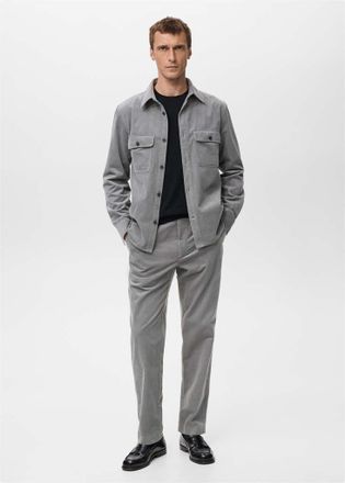 Mango Sovracamicia velluto a coste tasche grigio chiaro vigor&eacute; - Uomo - XXL - MANGO MAN