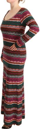 Missoni Womens Multicolor Stripe Wool Knitted Maxi Sheath Dress