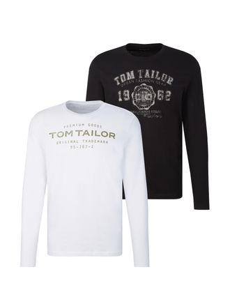 Tom Tailor Langarmshirt TOM TAILOR, Herren, Gr. XXL, schwarz, Jersey, Obermaterial: 100% Baumwolle, bedruckt, regular fit taillenbedeckt, Rundhals, gerader Absch