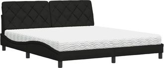 vidaXL Vidaxl - Cama Con Colch&oacute;n De Tela Negro 180x200 Cm