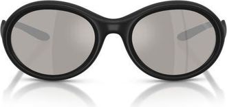 Diesel DL3009U 55mm Oval Sunglasses in Black Matte /Grey Black at Nordstrom