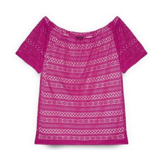 Fiorella Rubino Camiseta de encaje a rayas con cuello barco - Blouses & Shirts - Mujer - Rosa - 2XL