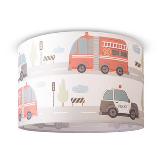 Paco Home Paco Home - L&aacute;mpara Techo De Suspensi&oacute;n Cuarto Infantil Bomberos Polic&iacute;a Carretera E27 Dise&ntilde;o 1 (&oslash;45,5 Cm), Luz De Techo - Blanco
